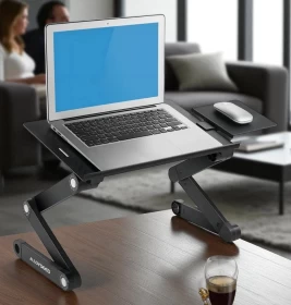 طاولة لابتوب قابلة للطي مع مروحتين تبريد – T8 باللون الأسود