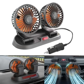 مروحة تبريد سيارة برأسين تعمل بولاعة -12V