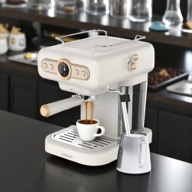 LePresso Retro Espresso Machine  Boiler Gauge + Milk Steamer