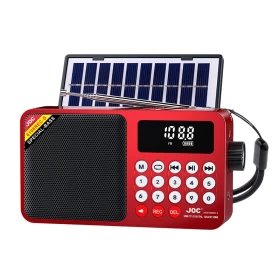 جهاز راديو محمول JOC-6108 مع مشغل MP3 – بلوتوث، USB، سماعة وشحن شمسي