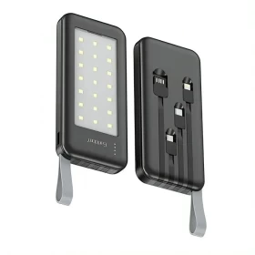 باور بانك Earldom ET-PB48 – سعة 10000 مللي أمبير | كيابل مدمجة ×3 | أسود