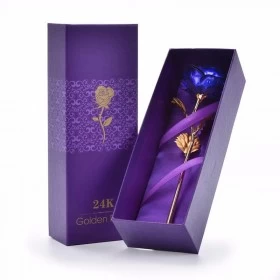 هدية عيد الحب الوردة الذهبية المطليه باللون الذهبي - ازرق