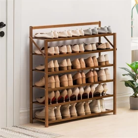 رف أحذية من الخيزران 6 طوابق قابل للطي – 70 سم | تصميم عصري وموفر للمساحة