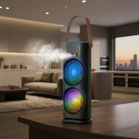 مروحة تبريد محمولة – USB مع رذاذ ماء وريموت ترطيب وتبريد شخصي