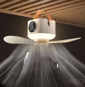 مروحة  قابلة للشحن مع إضاءة LED
