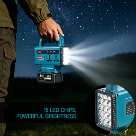 محول طاقة عاكس محمول 150 واط مع إضاءة LED وشحن USB-C
